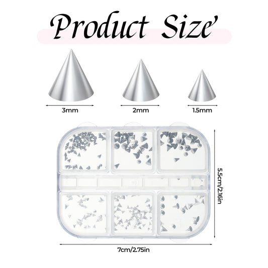 6 grids of assorted silver and black punk nail spikes