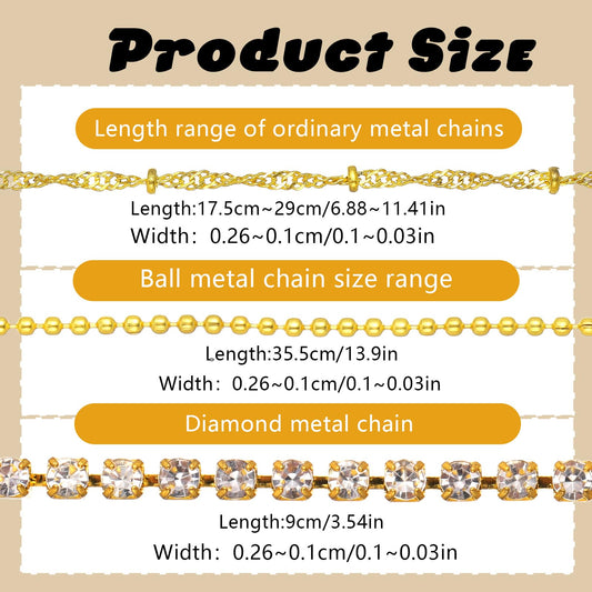 Close up view of 3D metal chain charms for nails
