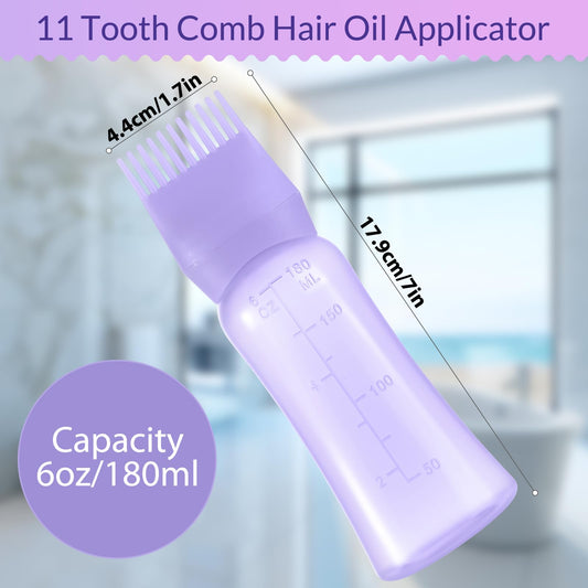 Pink hair oil applicator bottle showing the ergonomic curved body for one handed grip.