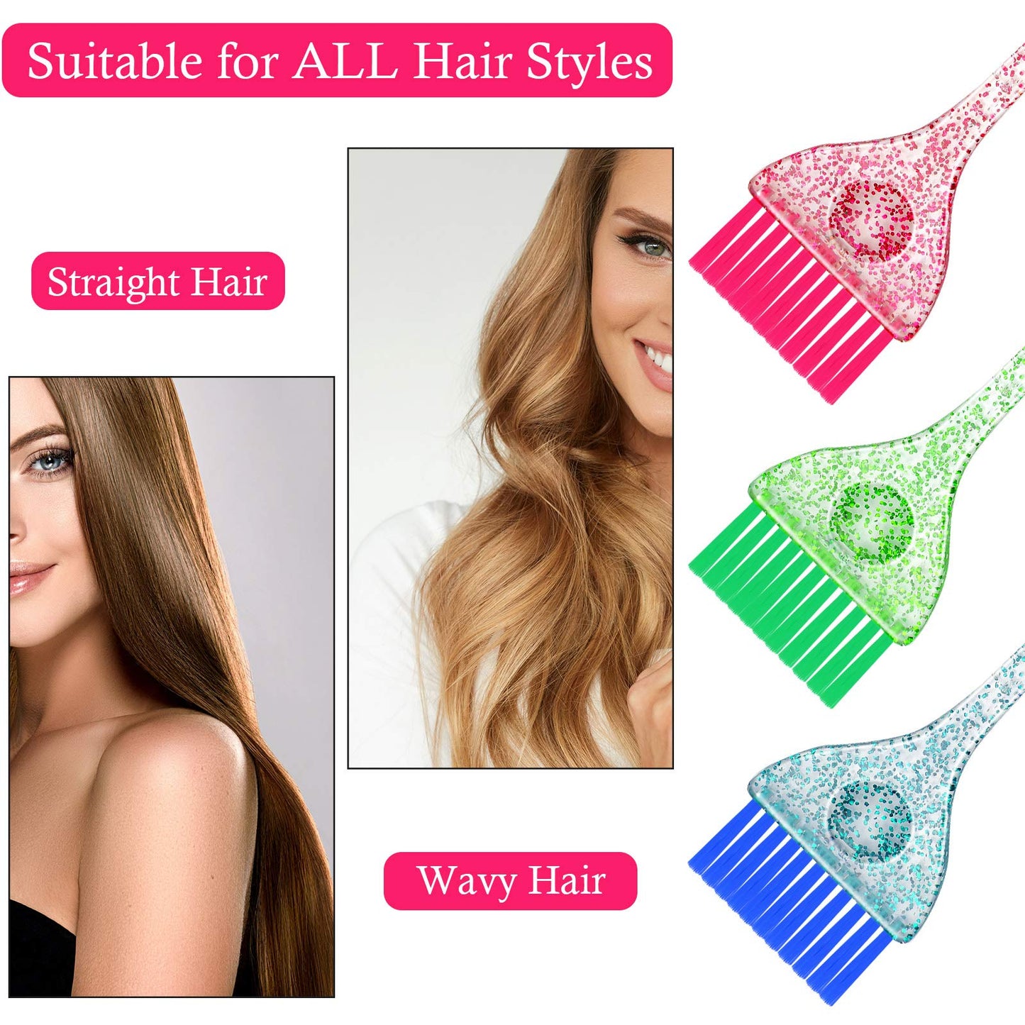 Full set of 6 reusable hair color tint brushes for DIY styling