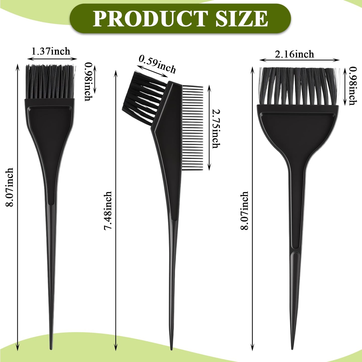 Professional salon quality hair dye tool kit with three brushes