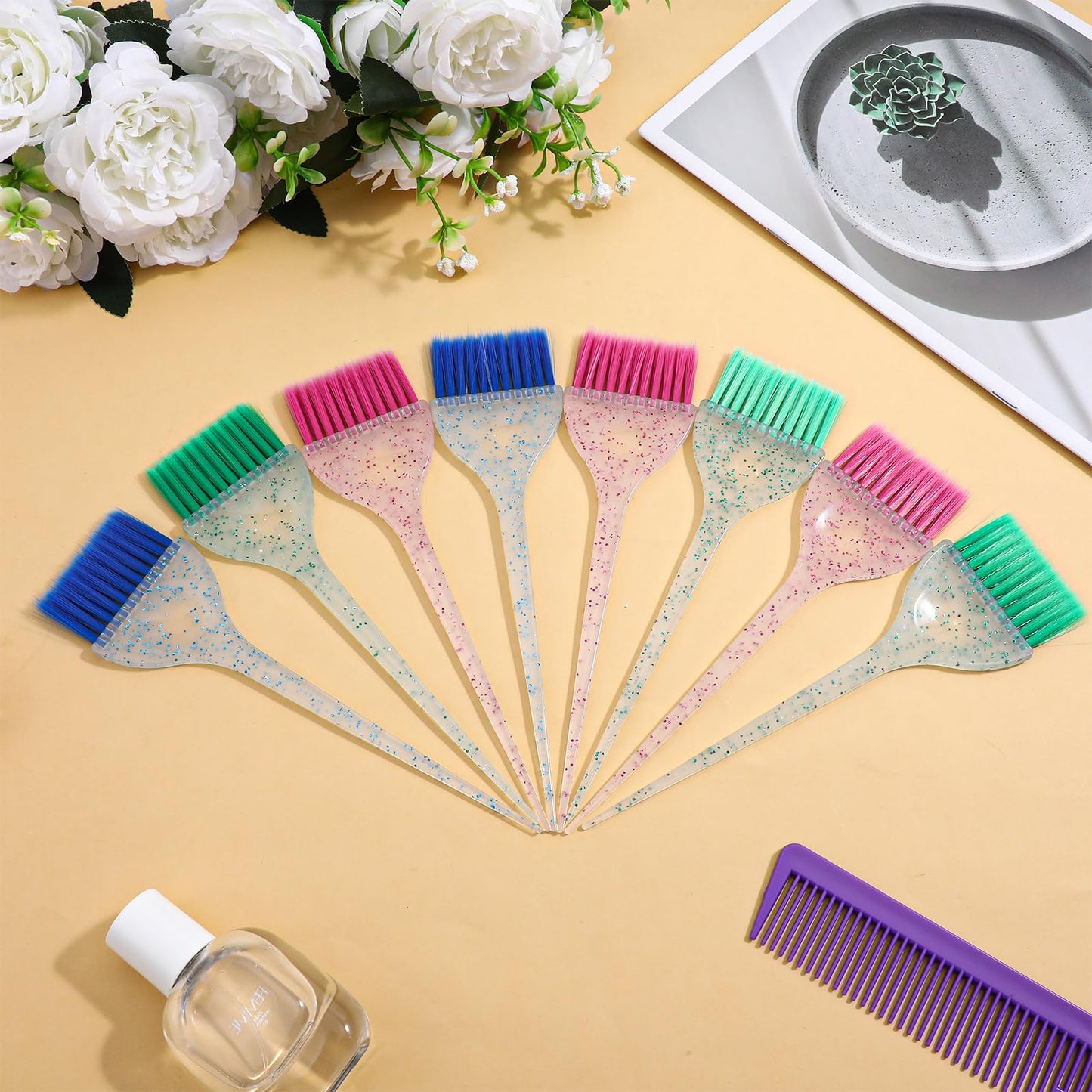 Professional hair color brush set dimensions 8.5 x 2.2 inches.