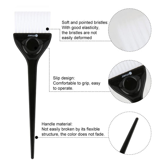 Close up of soft nylon bristles on professional hair dye brush