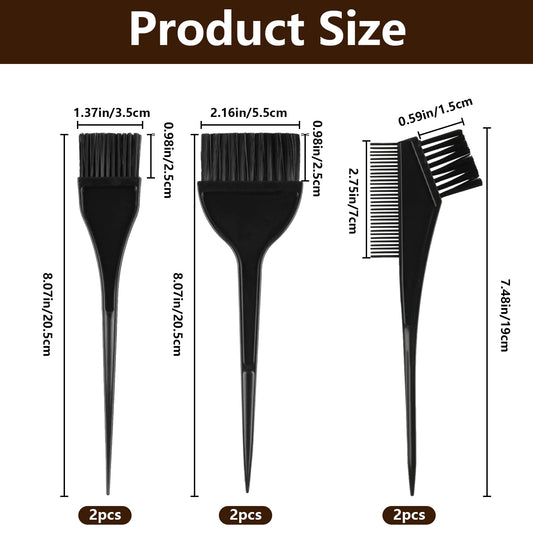 Professional salon hair coloring brush set with ergonomic handles