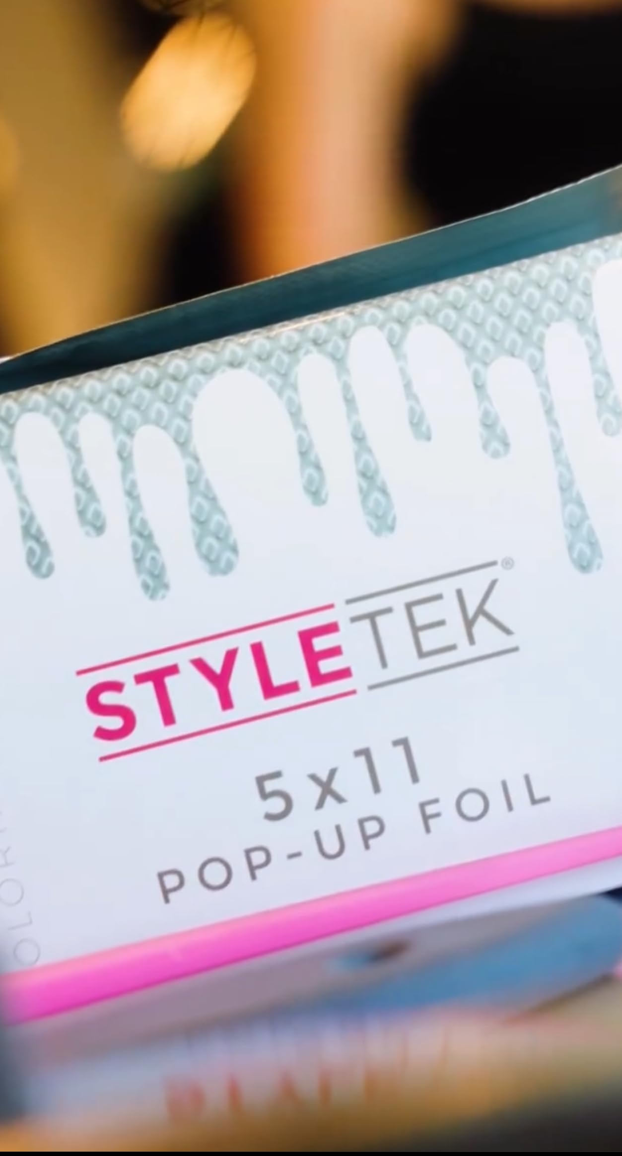 Open box of Styletek 5x11 pop up hair coloring foils