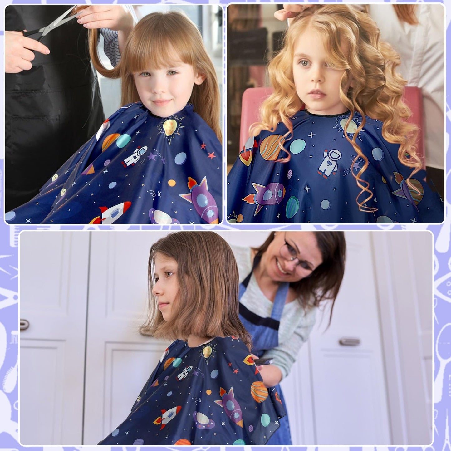 Folded Febsnow kids barber cape showing lightweight fabric