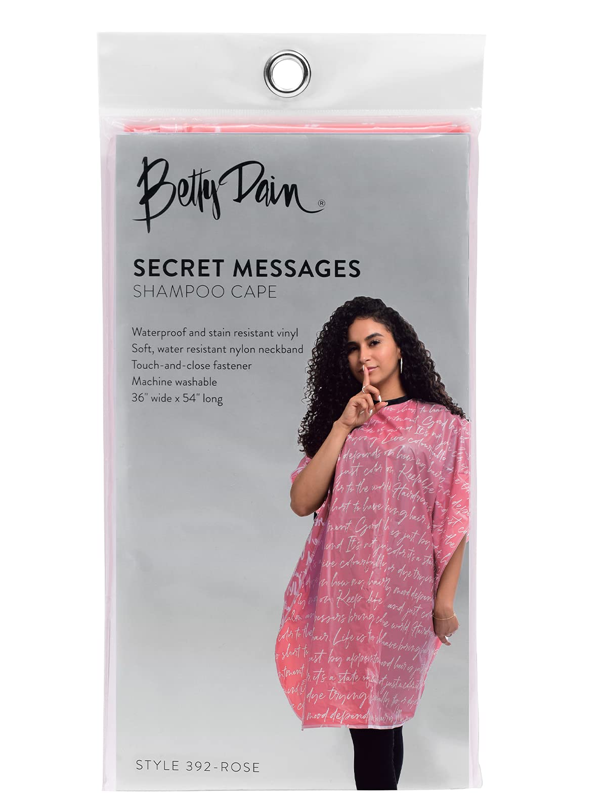 Side view of Betty Dain shampoo cape for hairstylists