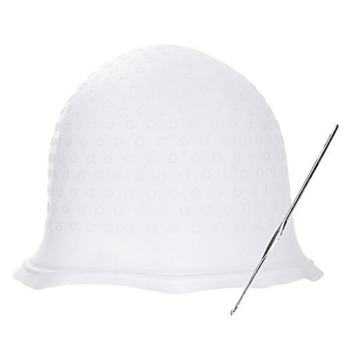 Silicone hair coloring cap with metal hook accessory