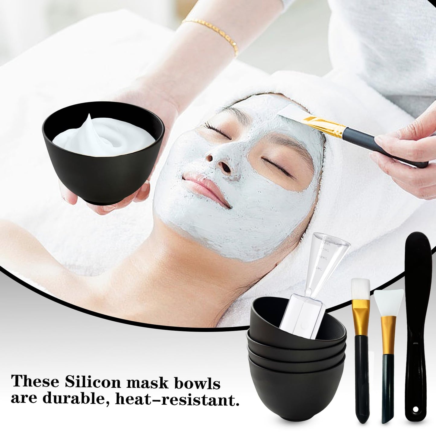 FERCAISH Food Grade Face Mask Bowl being rinsed under water to show the easy to clean non stick surface.
