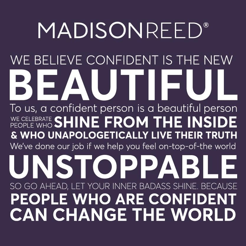 Premium imported Madison Reed at home hair coloring kit package laid out on a clean surface for easy viewing.