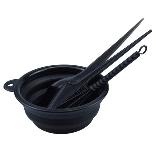KOENWEENI foldable silicone tinting bowl expanded and collapsed flat for compact storage.