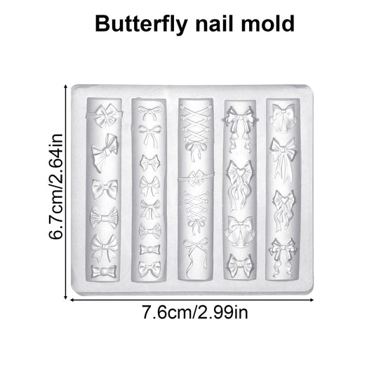 Side angle view of the flexible transparent silicone ribbon template for custom manicures.