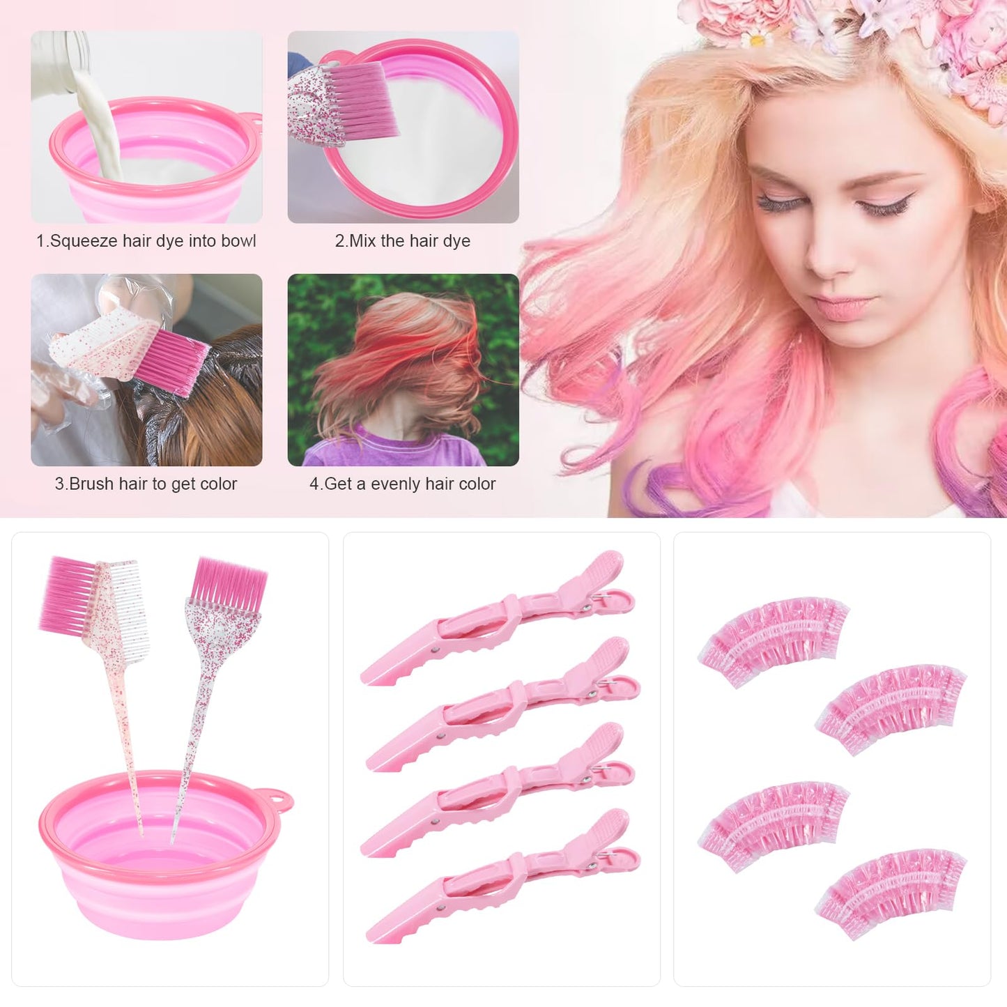 Asqraqo hair coloring kit packaging contents featuring all eleven professional salon items together