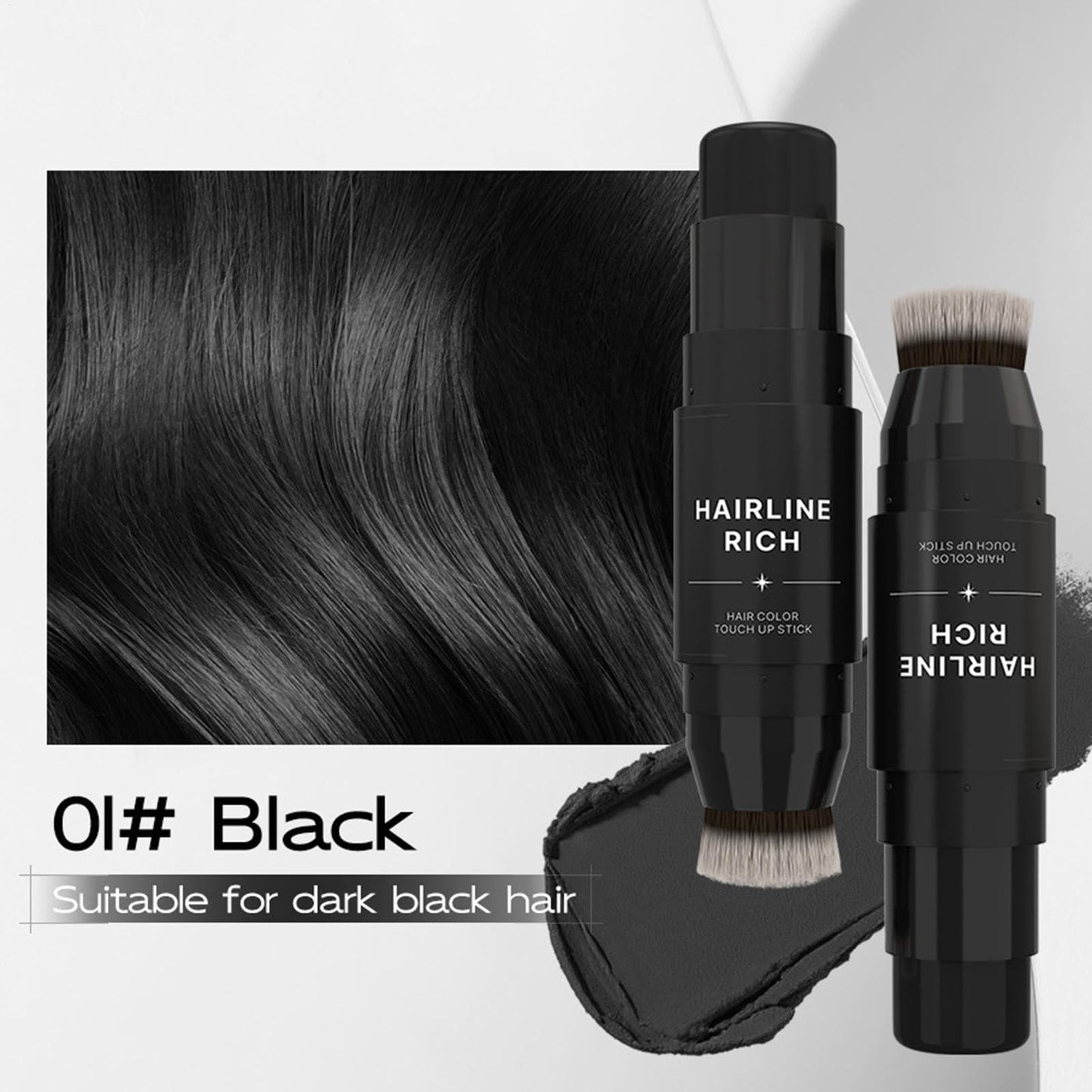 Before and after demonstration visual concept of the waterproof hairline filler pen stick application