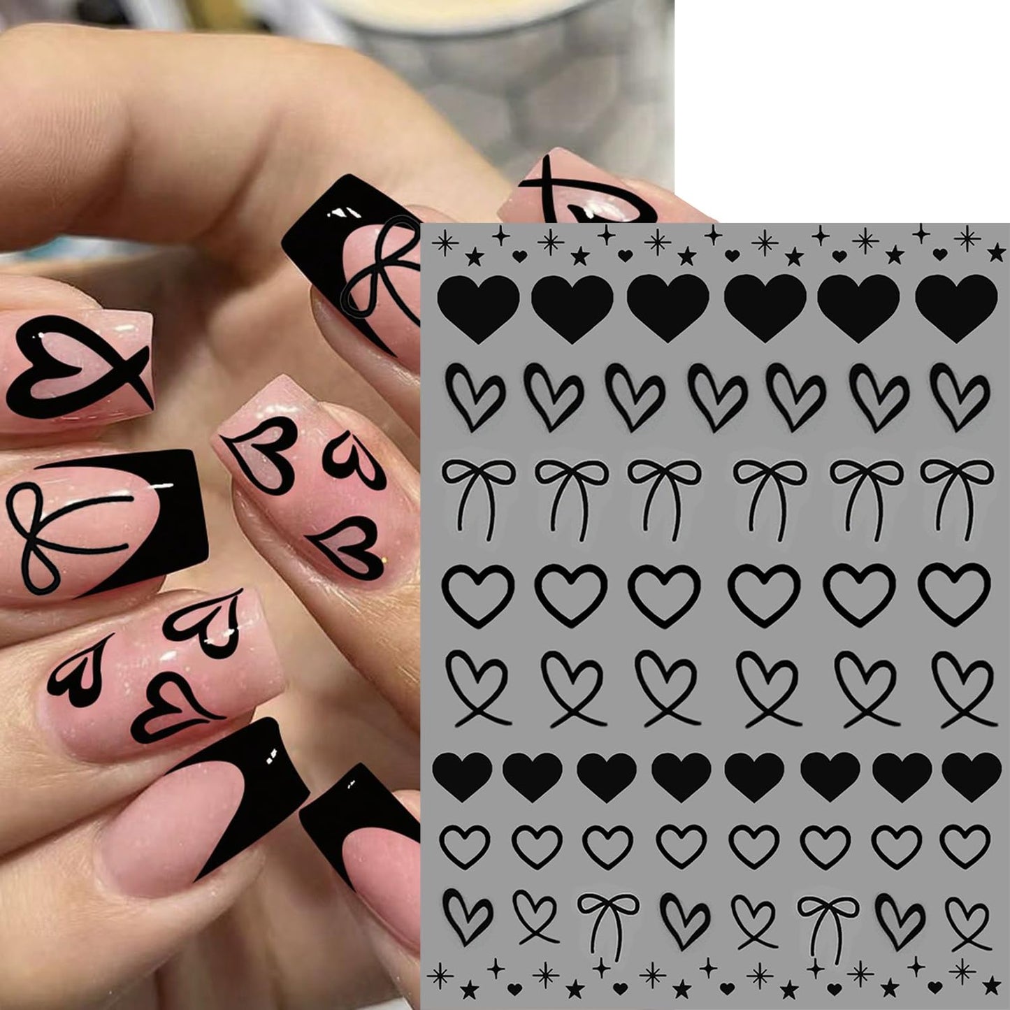 Professional manicure using Gjjbqtt heart nail decals