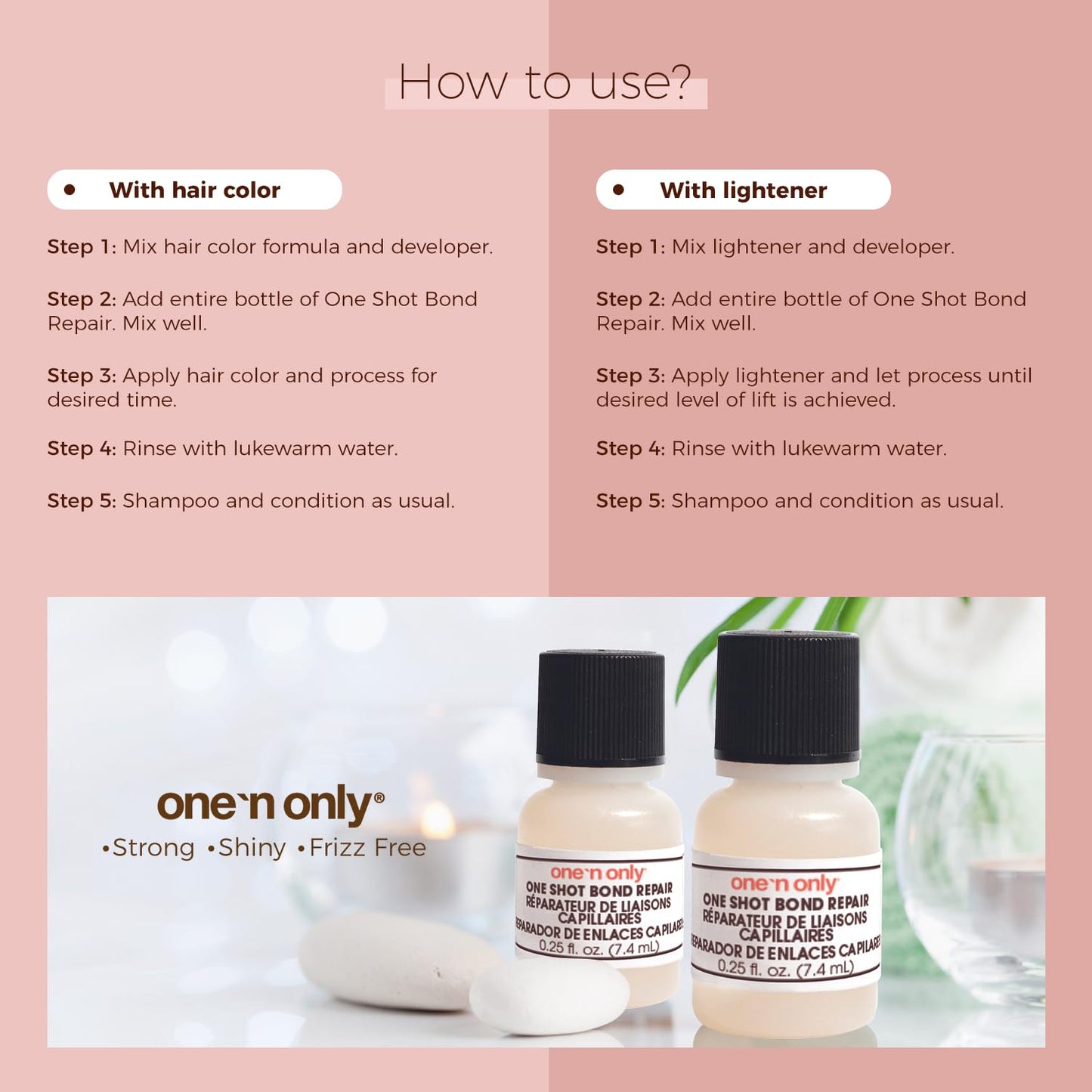 One 'n Only One Shot Bond Repair single dose packaging showcasing anti breakage benefits