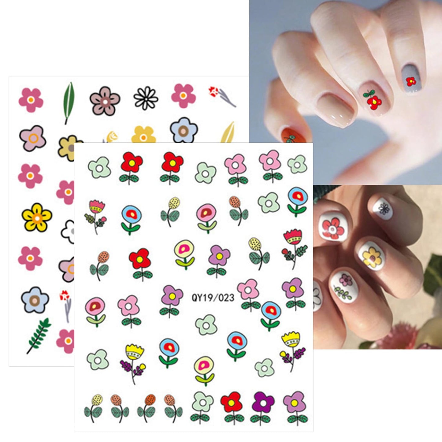 Applying Jmeowio nail stickers with tweezers for DIY manicure