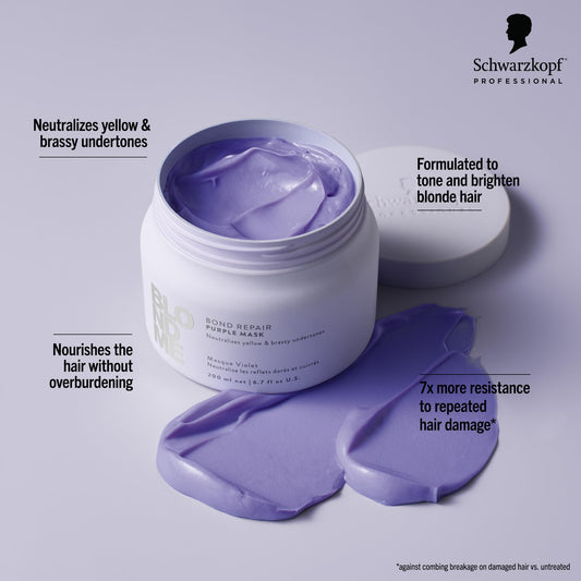 Schwarzkopf purple hair mask for neutralising yellow and brassy tones in bleached hair