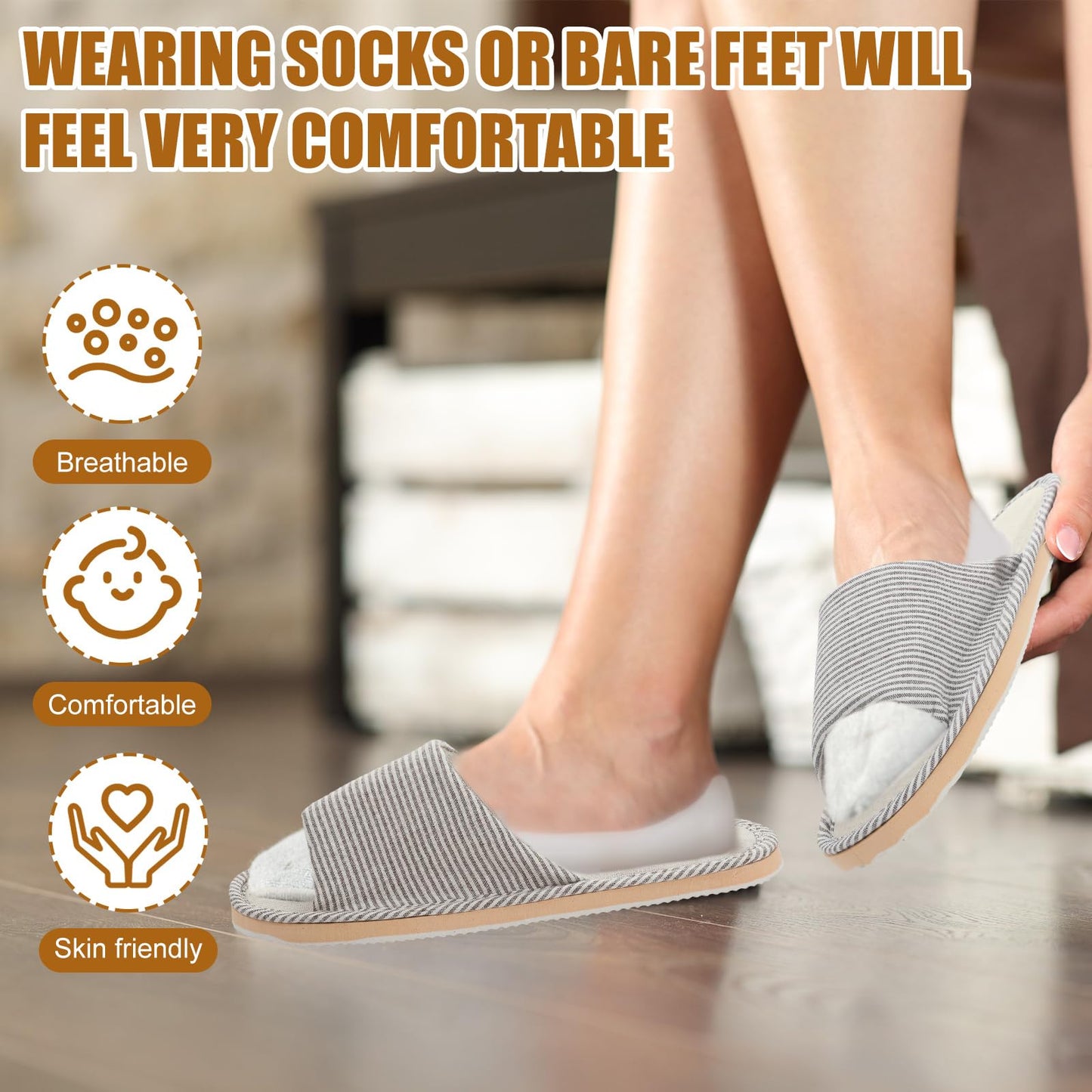 Travel-friendly Suhine slippers in a bedroom setting