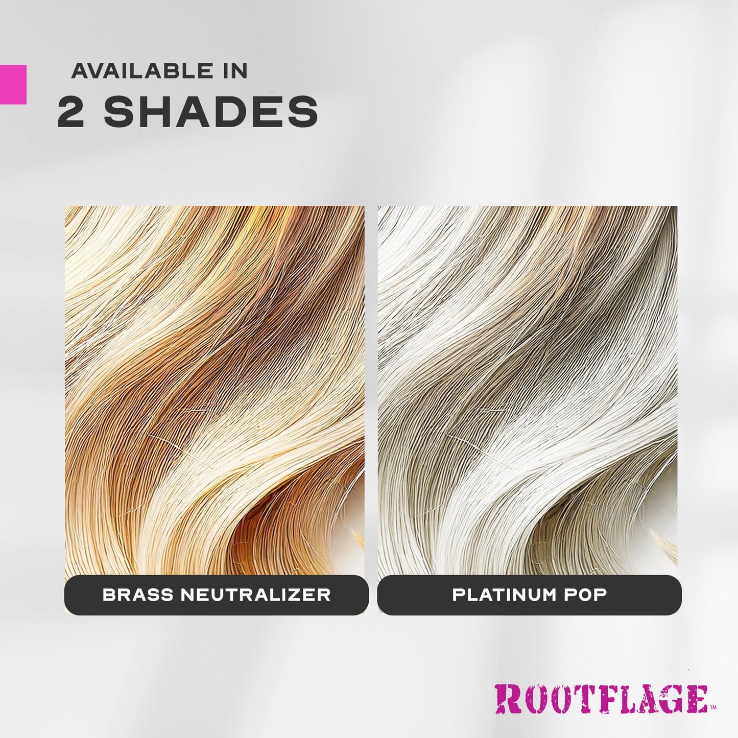 Rootflage Instafix Platinum Pop product presentation showcasing the mess-free powder dispenser design for damage-free hair care.
