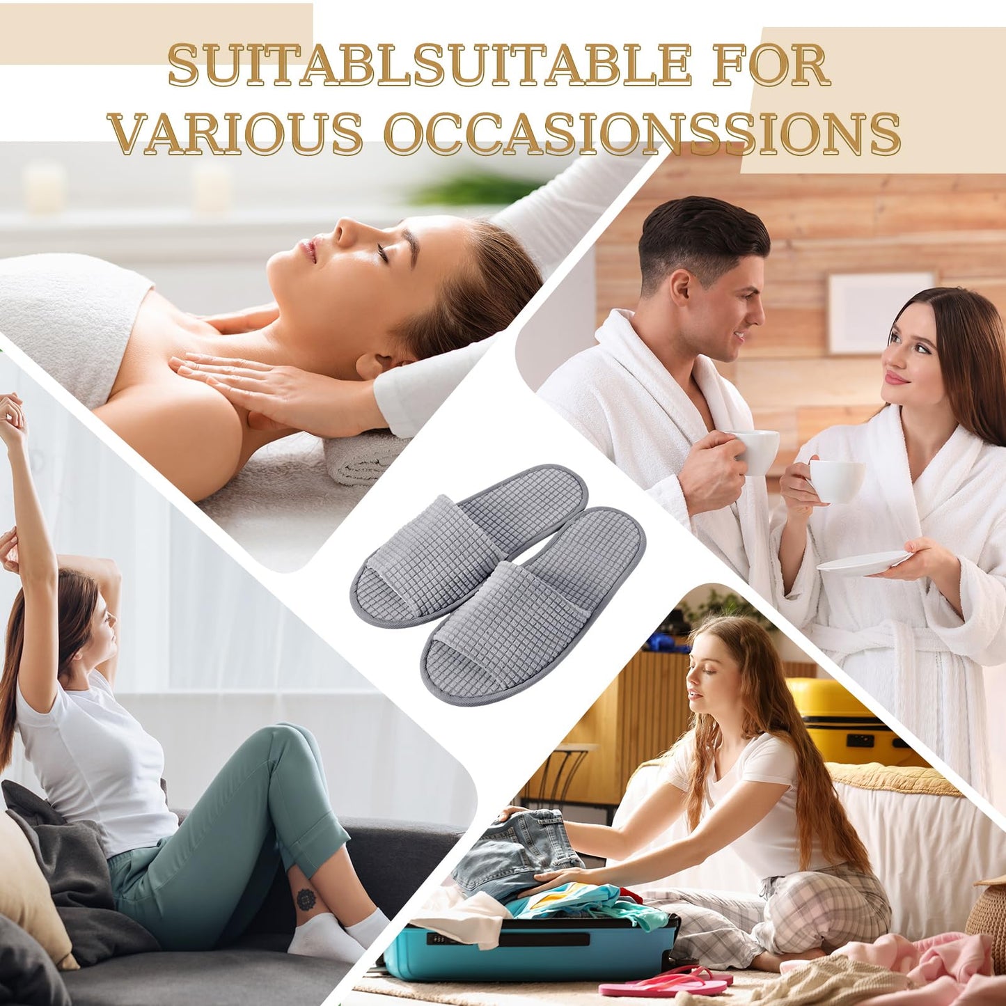 Luxehome disposable spa slippers for travel and home use