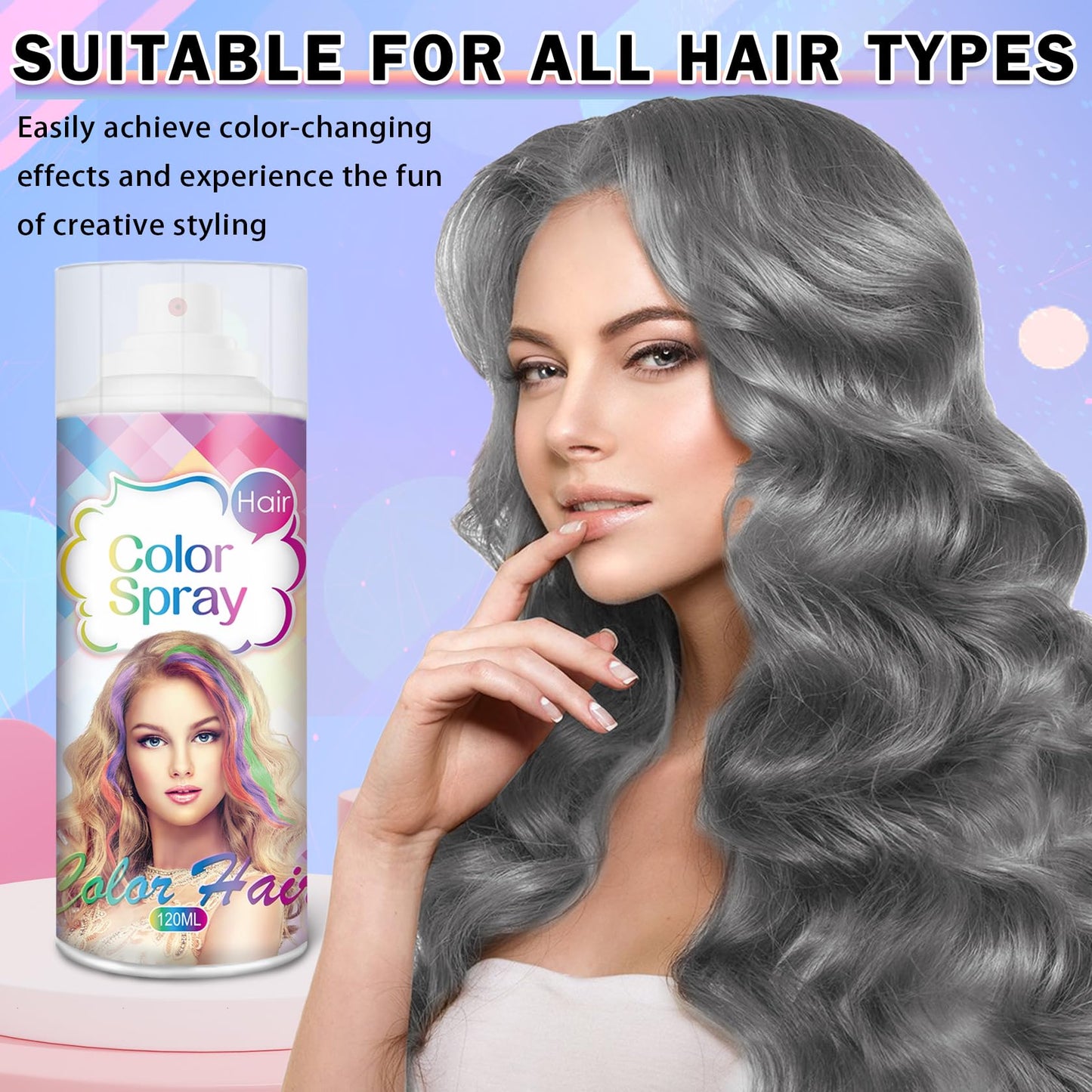 Authentic USA imported Hacjkaz temporary silver hair spray bottle