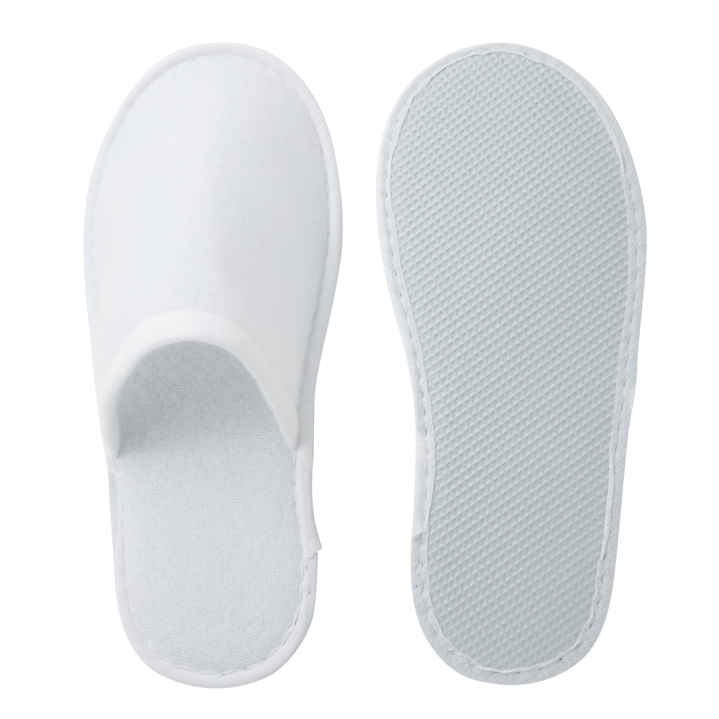 Juvale medium disposable slippers for men and women neatly arranged to demonstrate bulk packaging.
