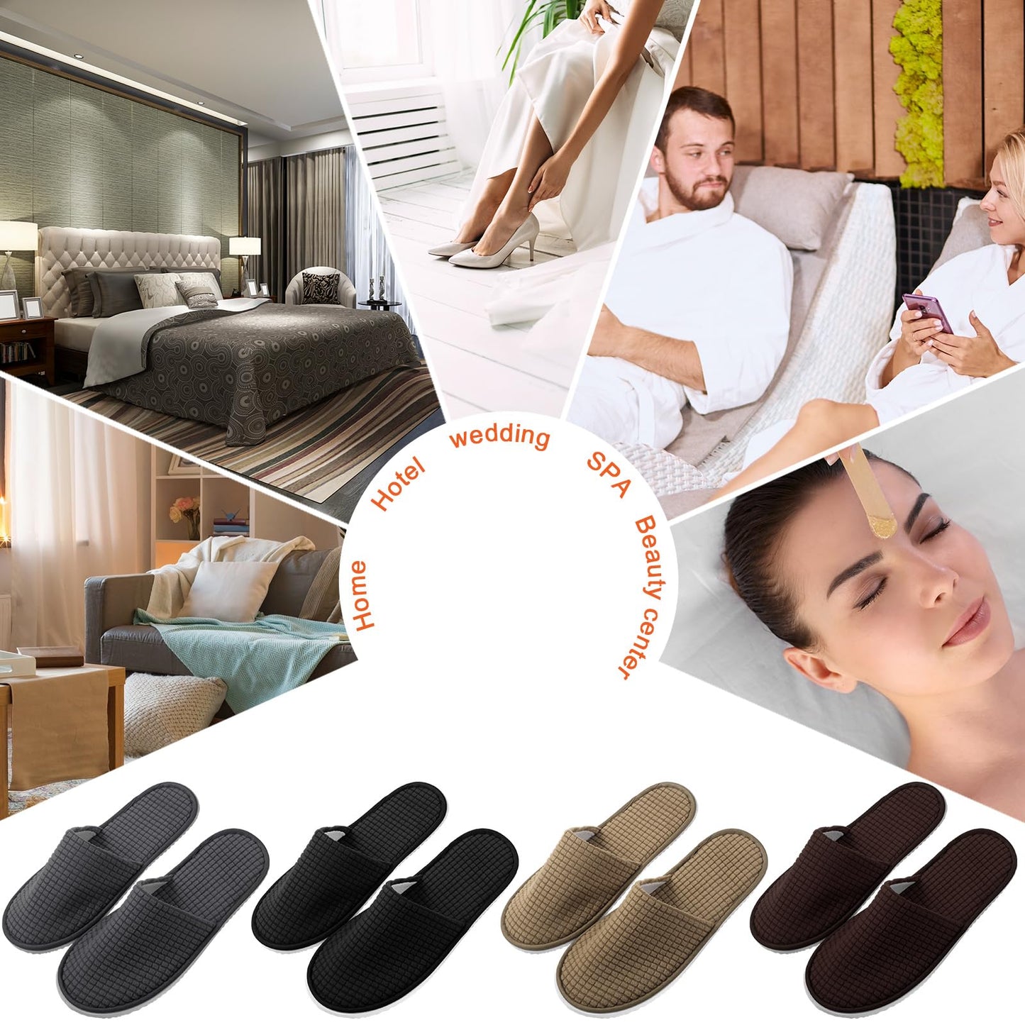 Travel friendly 12 pair house slipper set