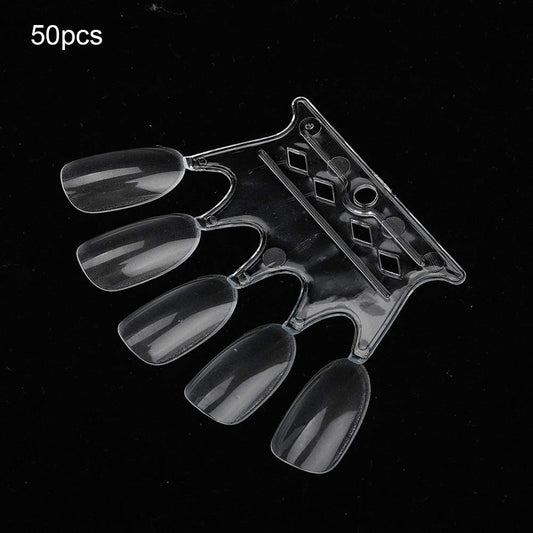 Fan shaped nail polish display sticks with metal ring