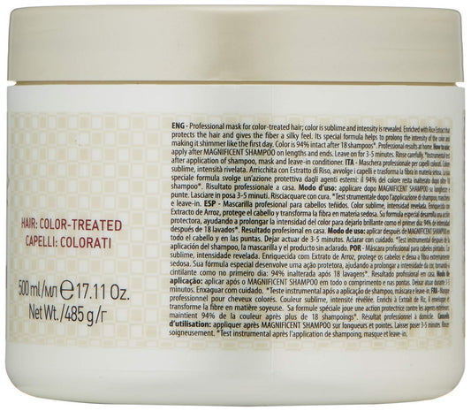 Alfaparf Group Il Salone Milano color treated hair mask label showing rice extract ingredient details