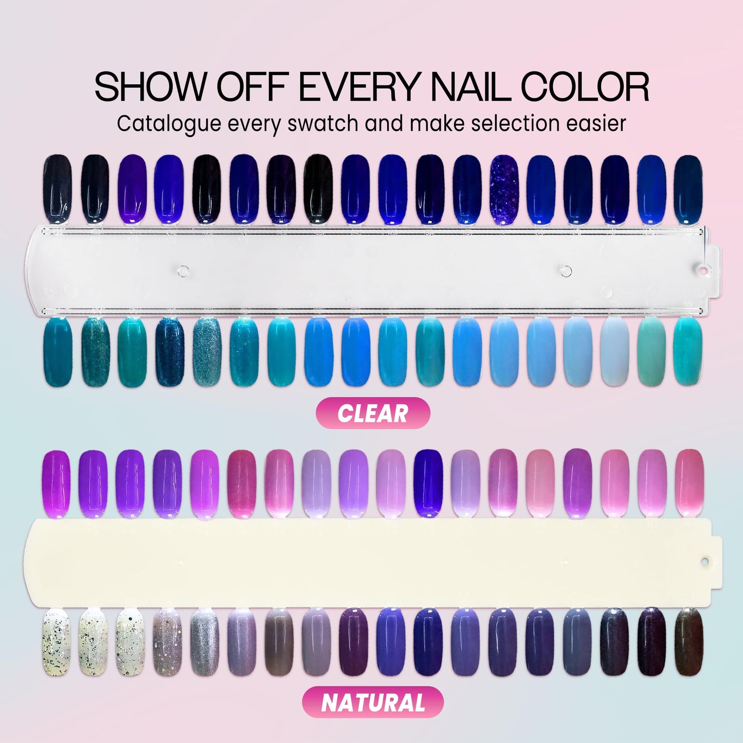 Pana Beauticom clear nail display palettes in retail packaging