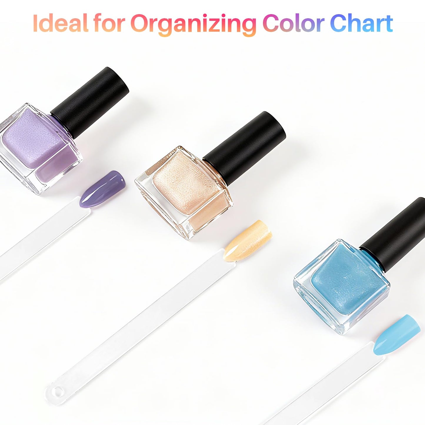 Assorted nail polish colors displayed on Pinkiou swatch sticks
