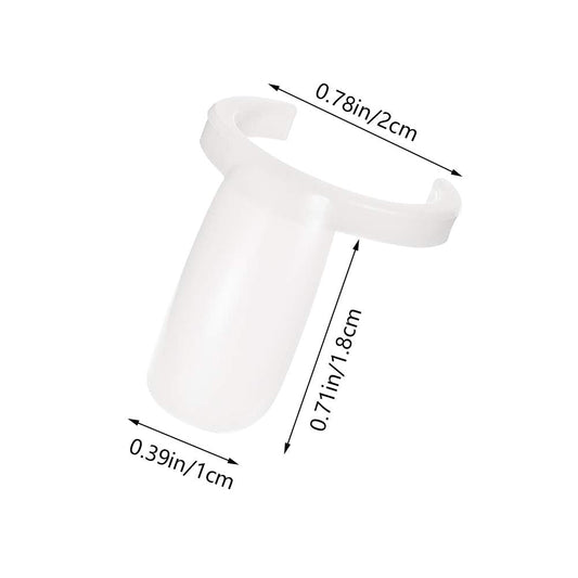 Close up of individual nail art display rings showing clear plastic texture