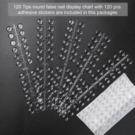 Transparent nail polish swatch dots for color testing