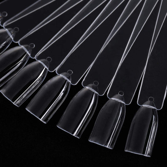 Fan shaped acrylic nail swatch sticks with metal holder