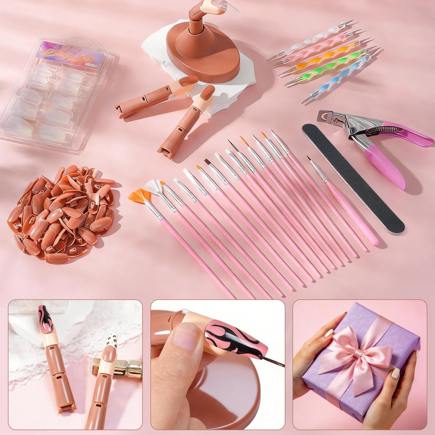 Professional nail art kit for beginners in brown finish