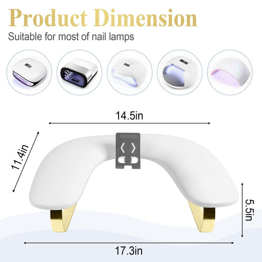 U-shaped white manicure hand rest for nail technicians