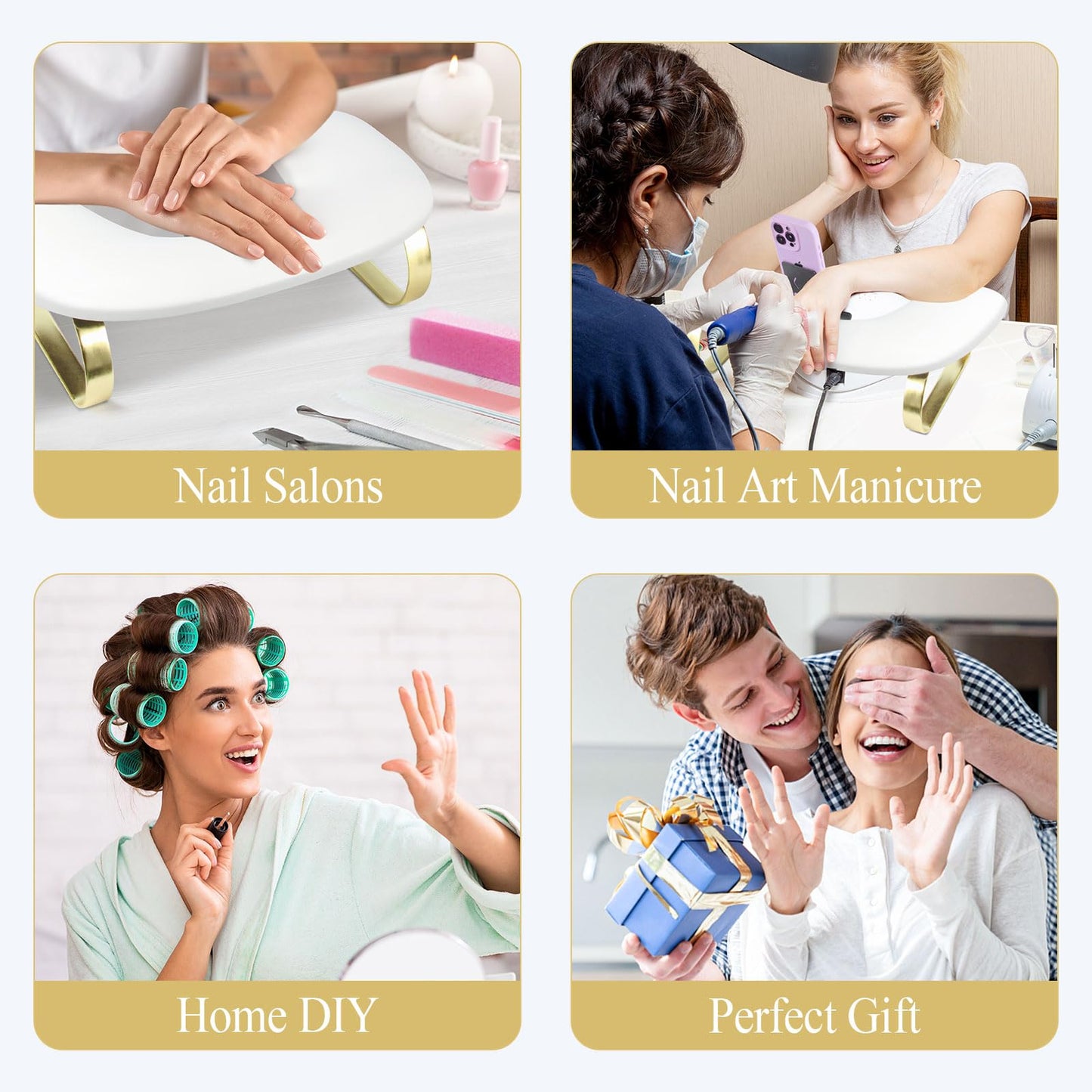 Professional nail salon workspace with white arm rest