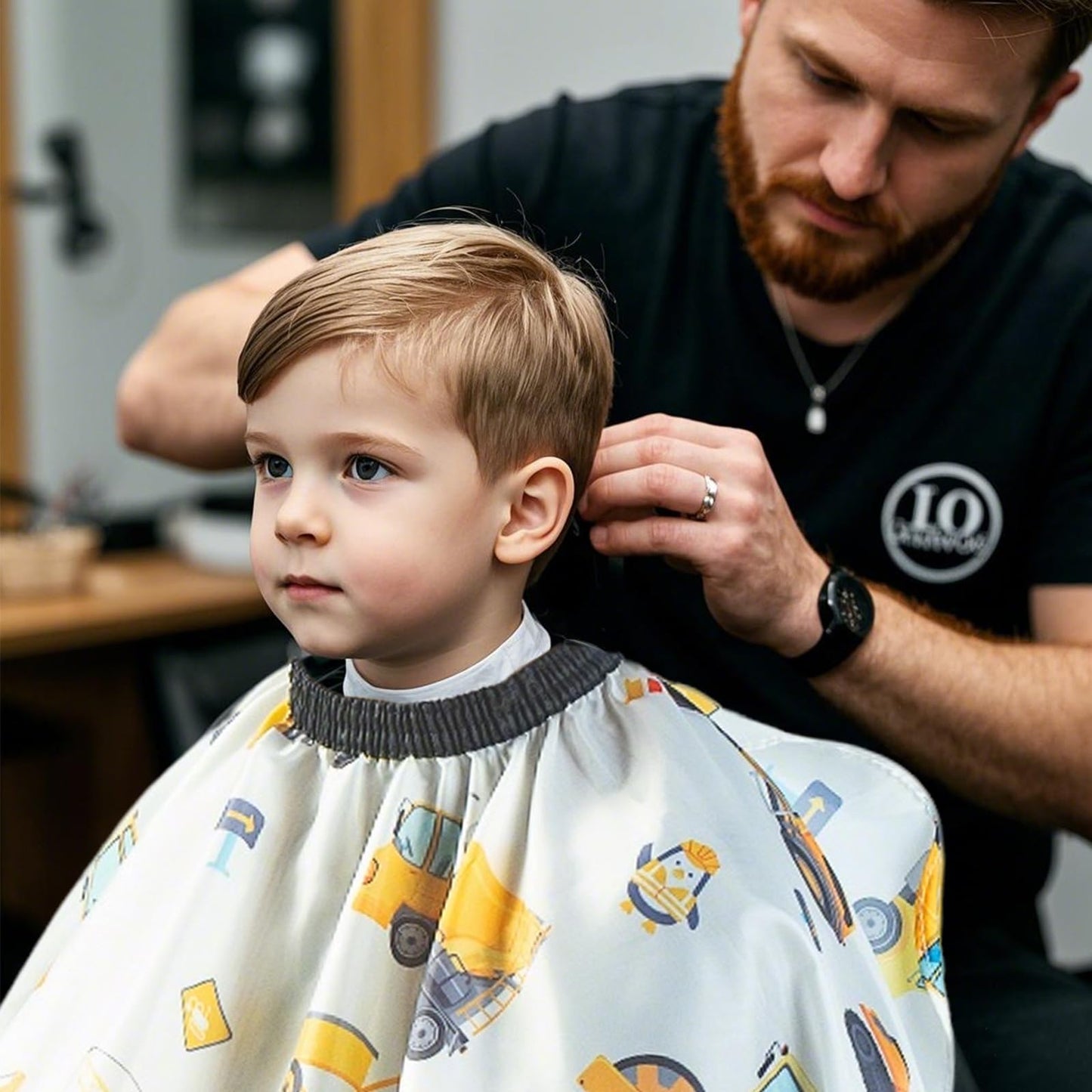 Gealaek kids barber cape and neck duster brush set packaging overview