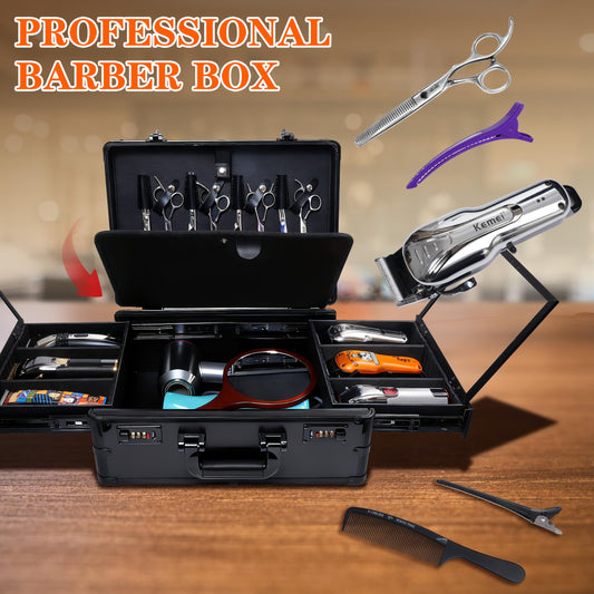HUIMSWARM hair trimmer organizer open view showcasing multi-tier sliding trays
