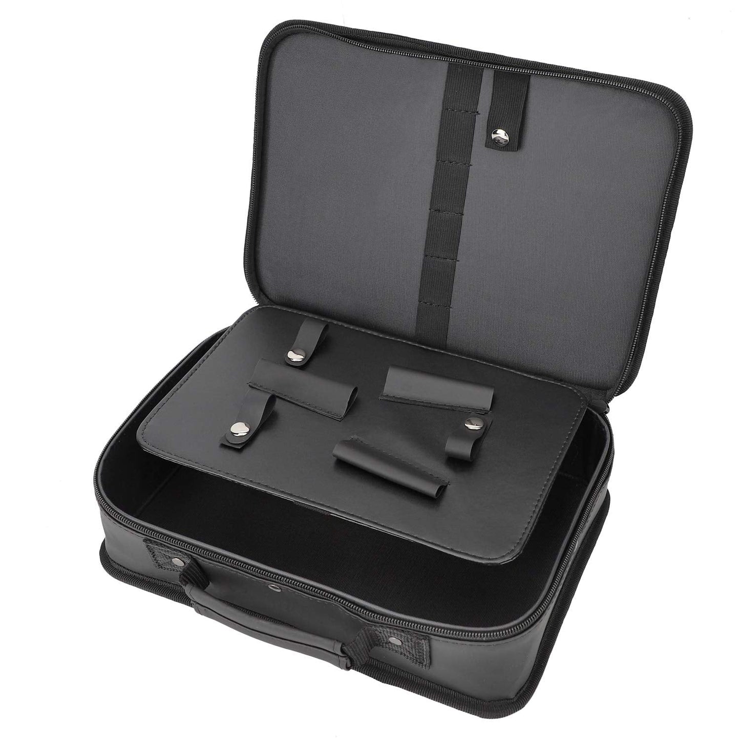 Segbeauty portable hair stylist case being placed into a travel backpack for mobile house calls.