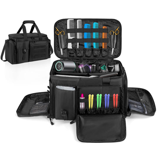 LASUK hair clipper case organizer with open compartment showing adjustable dividers