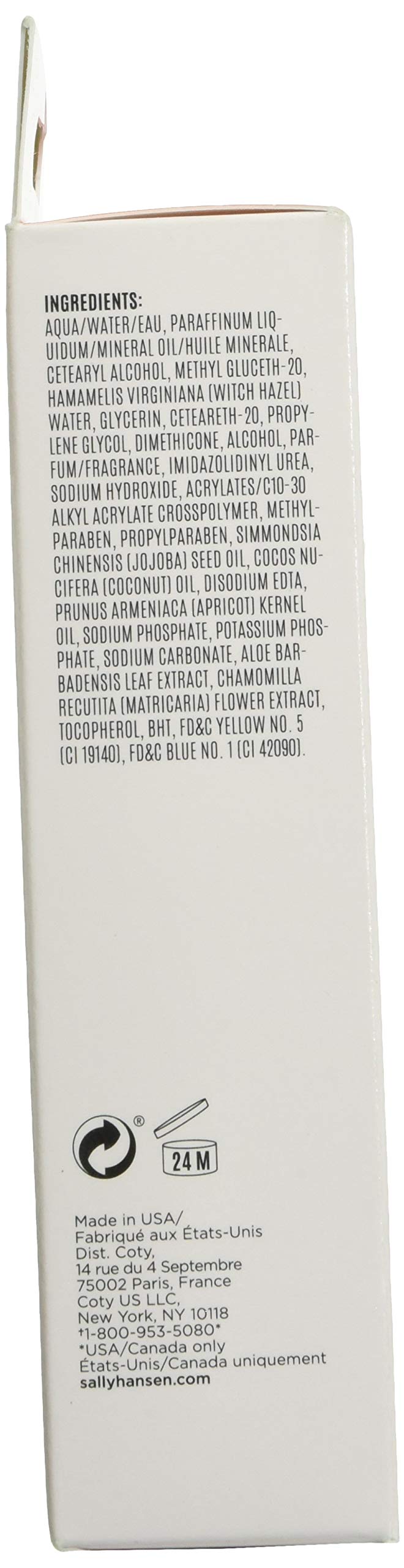 Back of Sally Hansen cuticle remover tube label