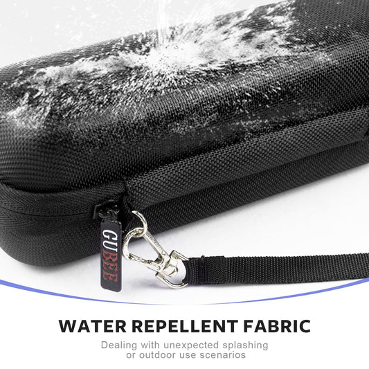 Open view of the shockproof EVA travel organizer showing the soft interior lining and blue zipper accent