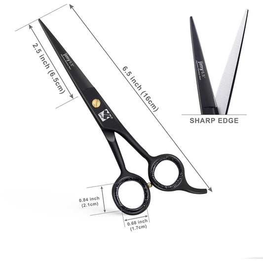 Jimy 6.5 inch stainless steel hair scissors with gold tension screw detail