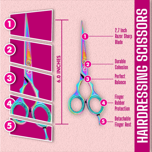 Close up view of the two point seven inch razor edge convex blades on Tycon hair shears
