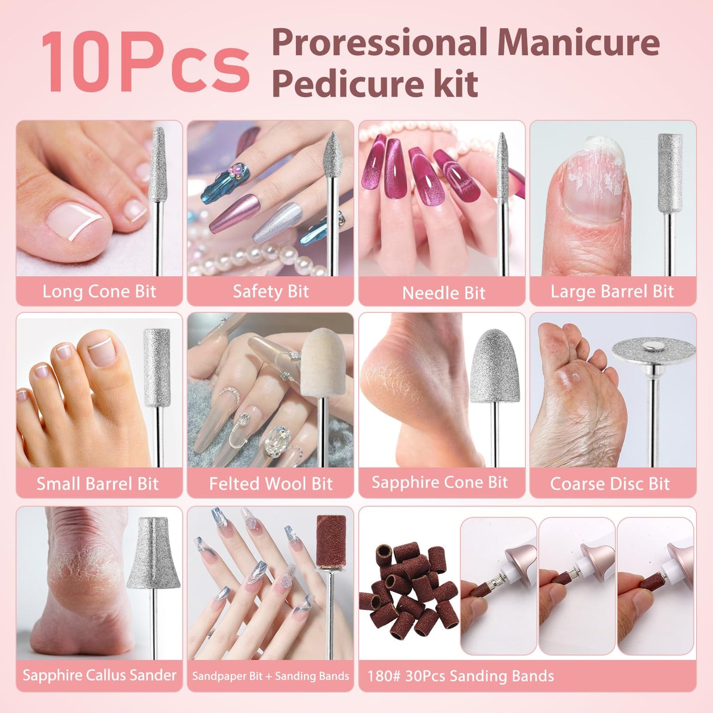 Complete Zaboul electric nail drill kit in packaging