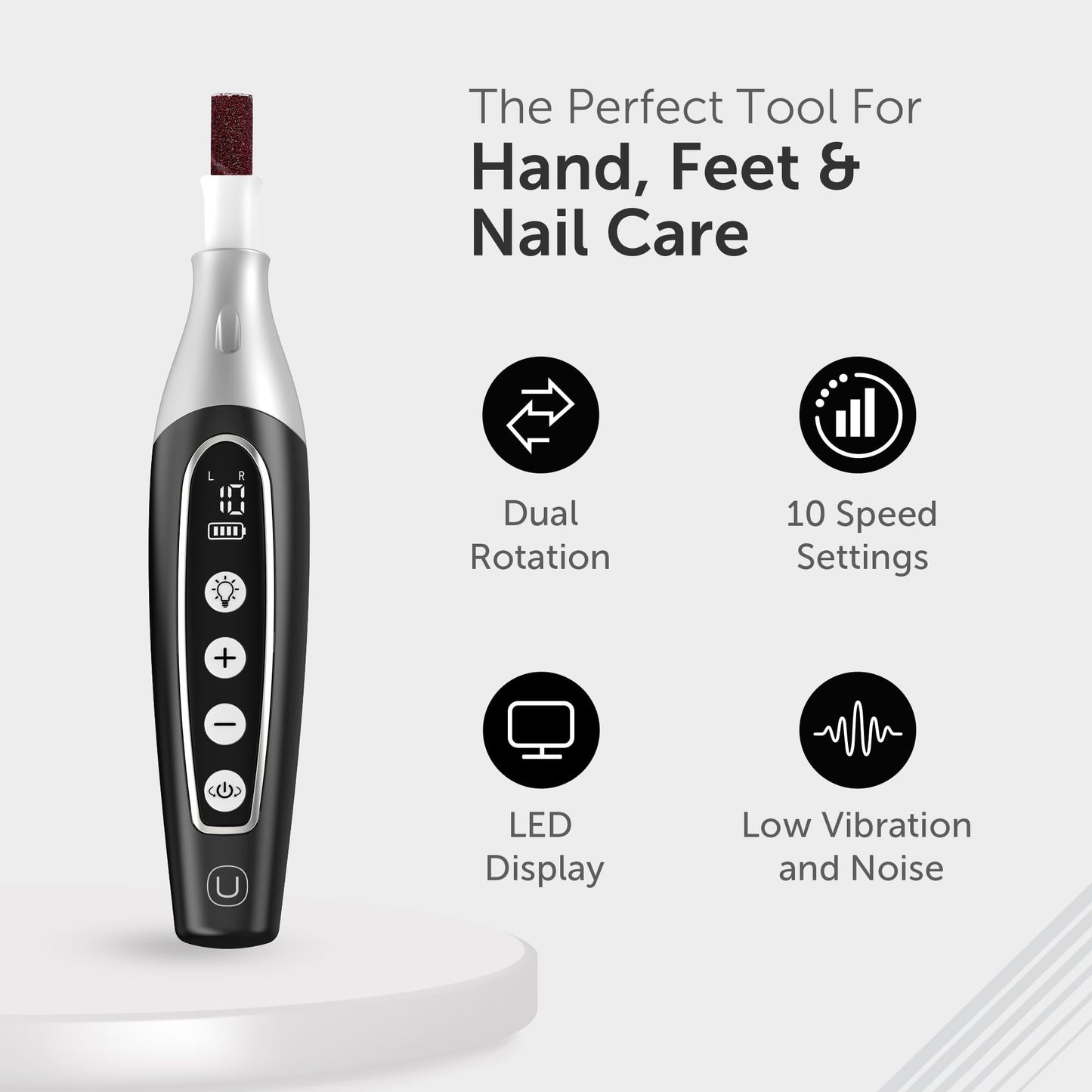 Ergonomic design of Utilyze PediLux Pro electric nail tool