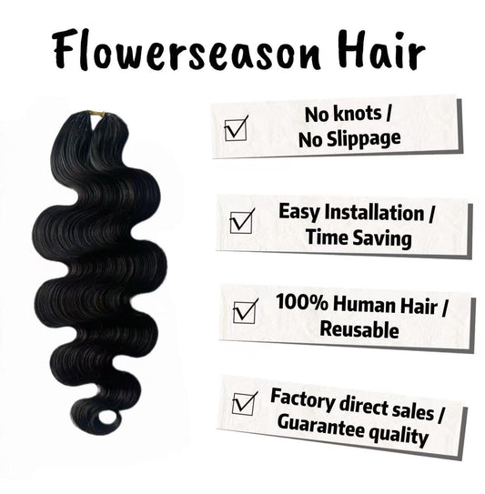 Close up of human hair texture on Waiw Hair crochet extensions