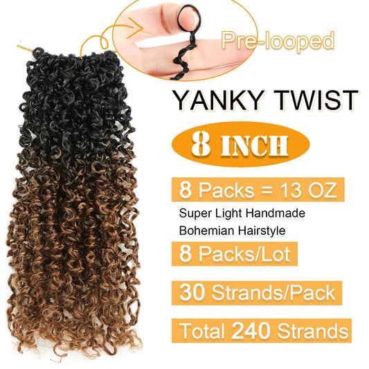 Pre looped Yankee twist synthetic hair close up of the secure loop design.